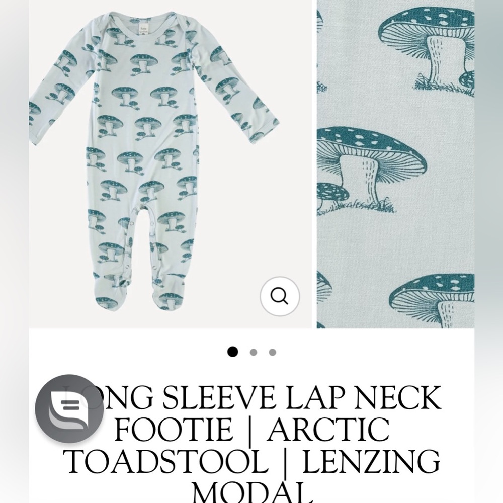 Lenzing modal super soft lap neck footie teal aqua arctic toadstool mushroom